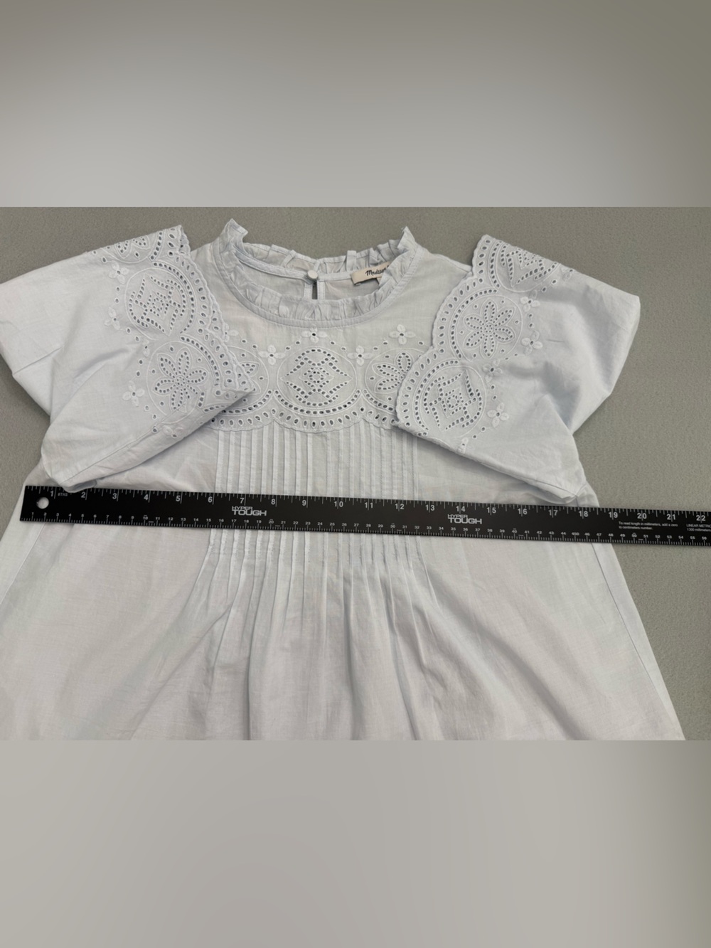 Madewell Very Light Blue Eyelet Peasant Blouse Size XS - Picture 7 of 12